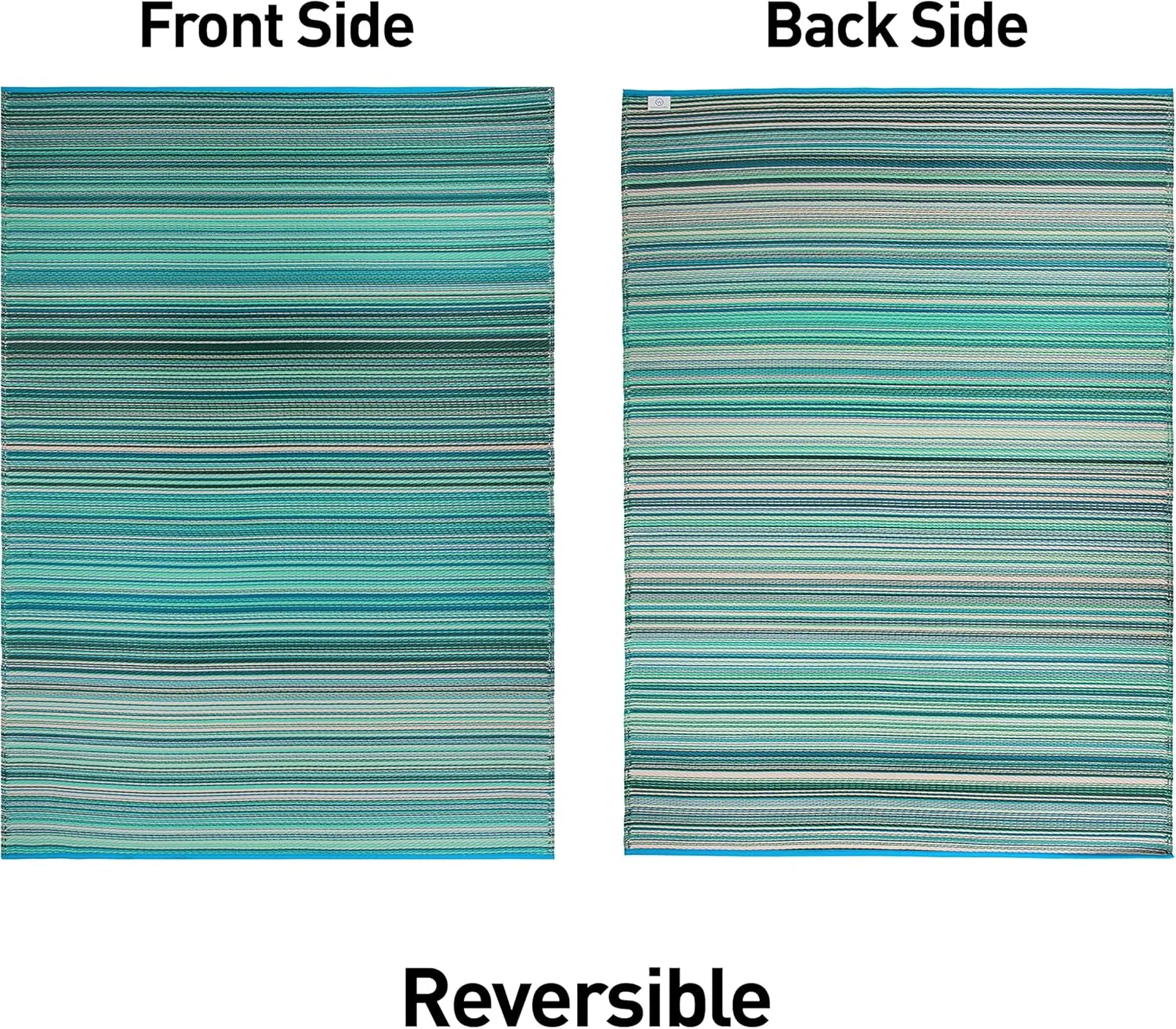 Rugshop Contemporary Stripe Reversible Crease-Free Waterproof Premium Recycled Plastic Outdoor Rugs for Patio,Backyard,RV,Deck,Picnic,Trailer,Beach,Camping Blue 3' x 5'