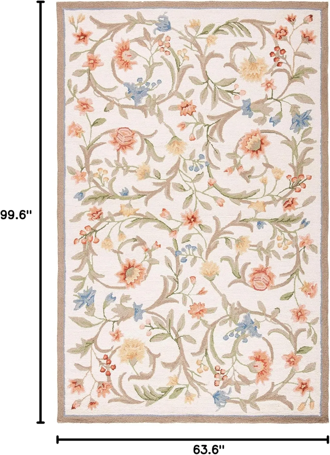 SAFAVIEH Chelsea Collection Area Rug - 5'3" x 8'3", Ivory, Hand-Hooked French Country Wool, Ideal for High Traffic Areas in Living Room, Bedroom (HK248A)