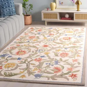 SAFAVIEH Chelsea Collection Area Rug - 5'3" x 8'3", Ivory, Hand-Hooked French Country Wool, Ideal for High Traffic Areas in Living Room, Bedroom (HK248A)