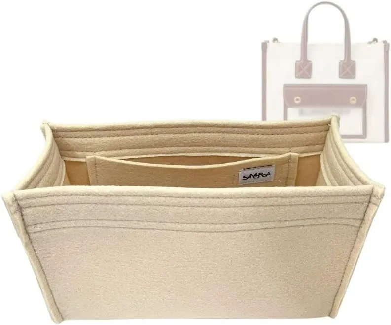 SAMORGA (11-10/ Bur-Freya-Mini-U) Bag Organizer for Mini Two Tone Canvas Leather Freya Tote (2mm EggShell)