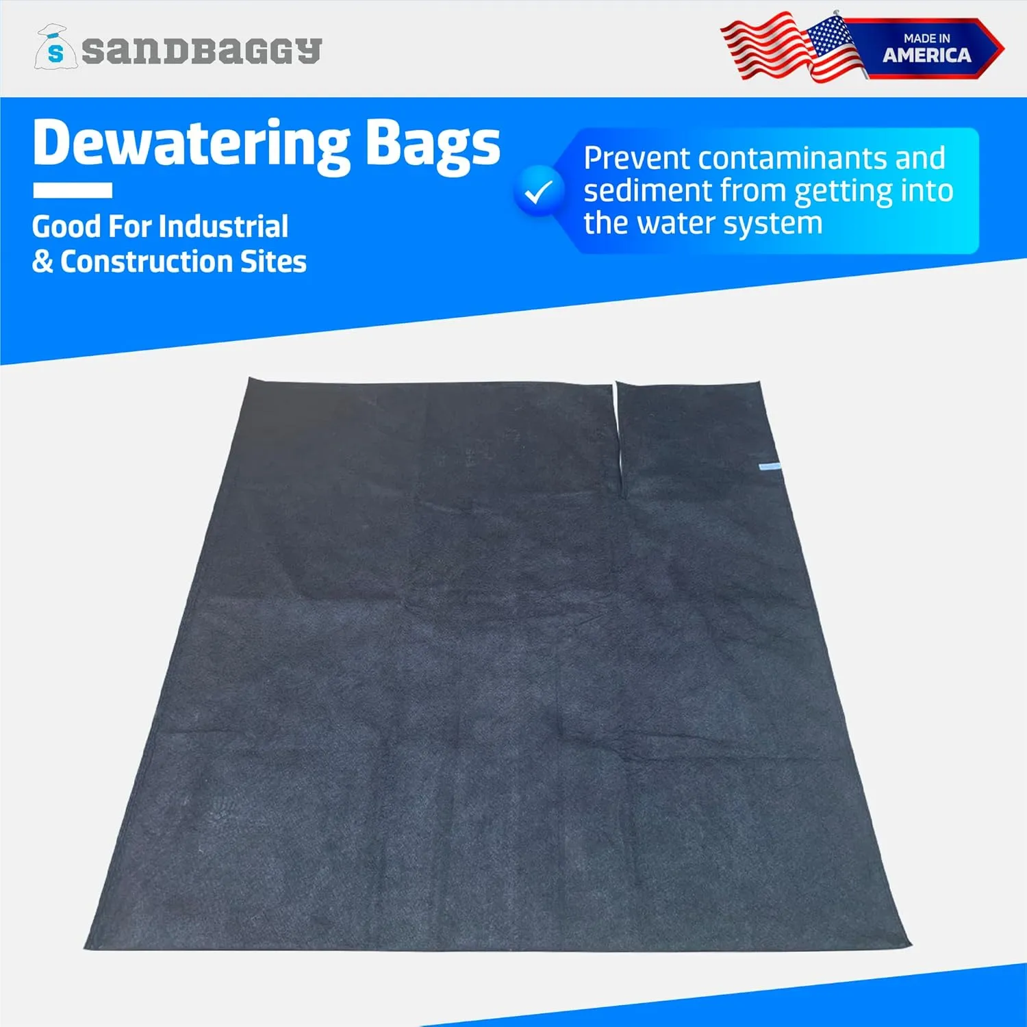 Sandbaggy Dewatering Bags - Made in America - Filters Sediment, Silt, Oil, Sludge - Use for Construction Sites, Dredging - Material: Non Woven Geotextile Fabric (6 ft x 6 ft, 5) Black