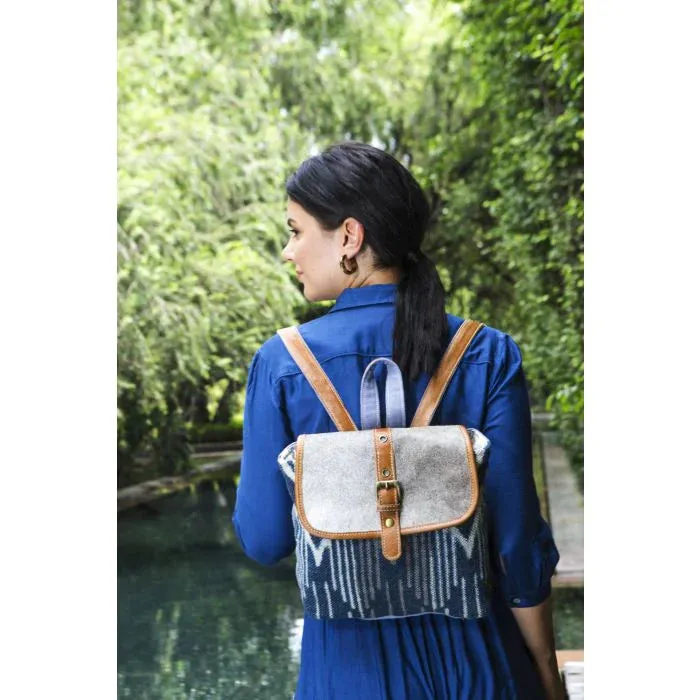 Sapphire Leather & Canvas Backpack
