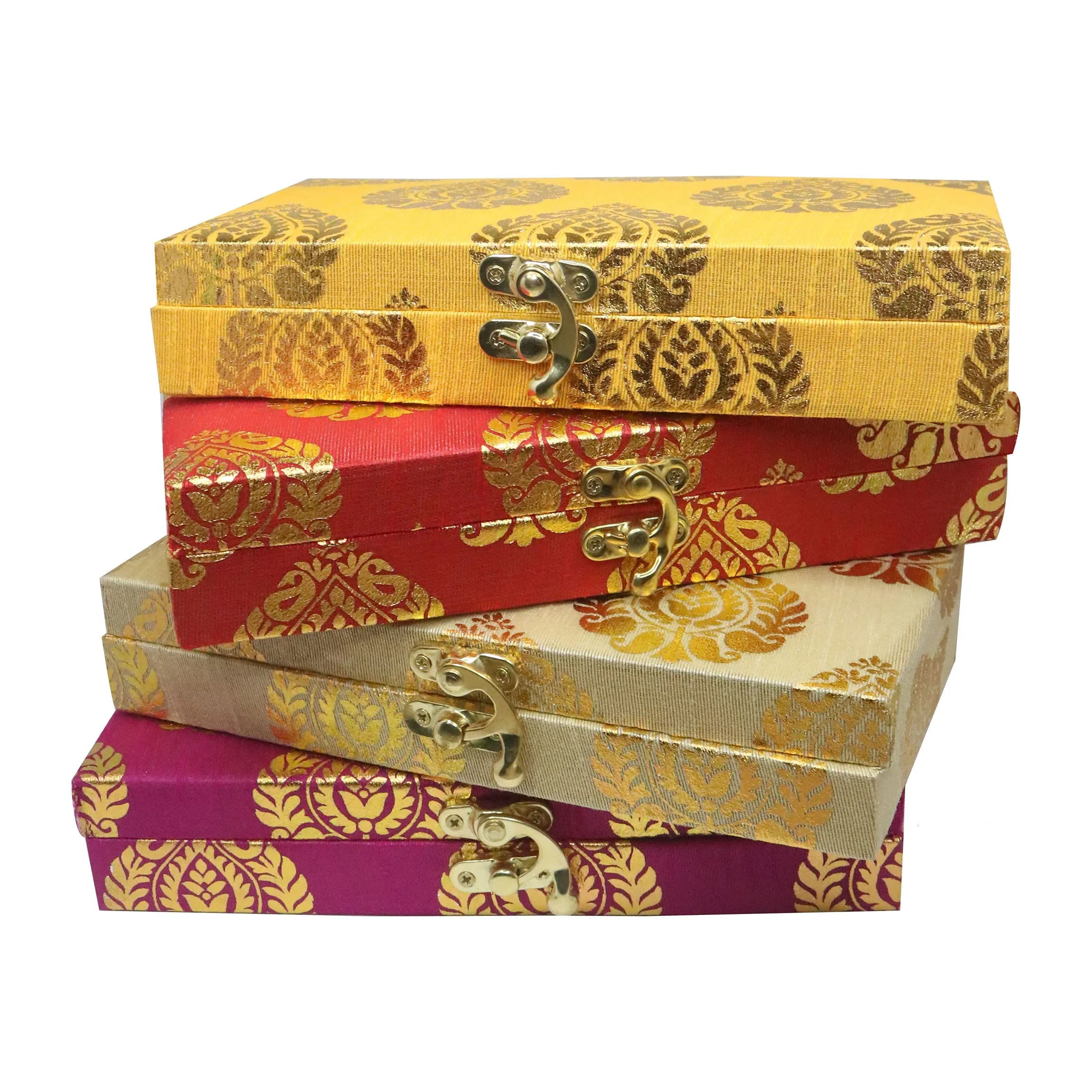 SAUDEEP INDIA Decorative Cash Box, Shagun Box, Gift Box, Jewellery Box, Money Box Envelop Wedding Gift, Set of 5, Wood;Fabric