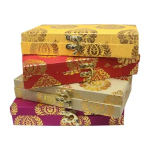 SAUDEEP INDIA Decorative Cash Box, Shagun Box, Gift Box, Jewellery Box, Money Box Envelop Wedding Gift, Set of 5, Wood;Fabric