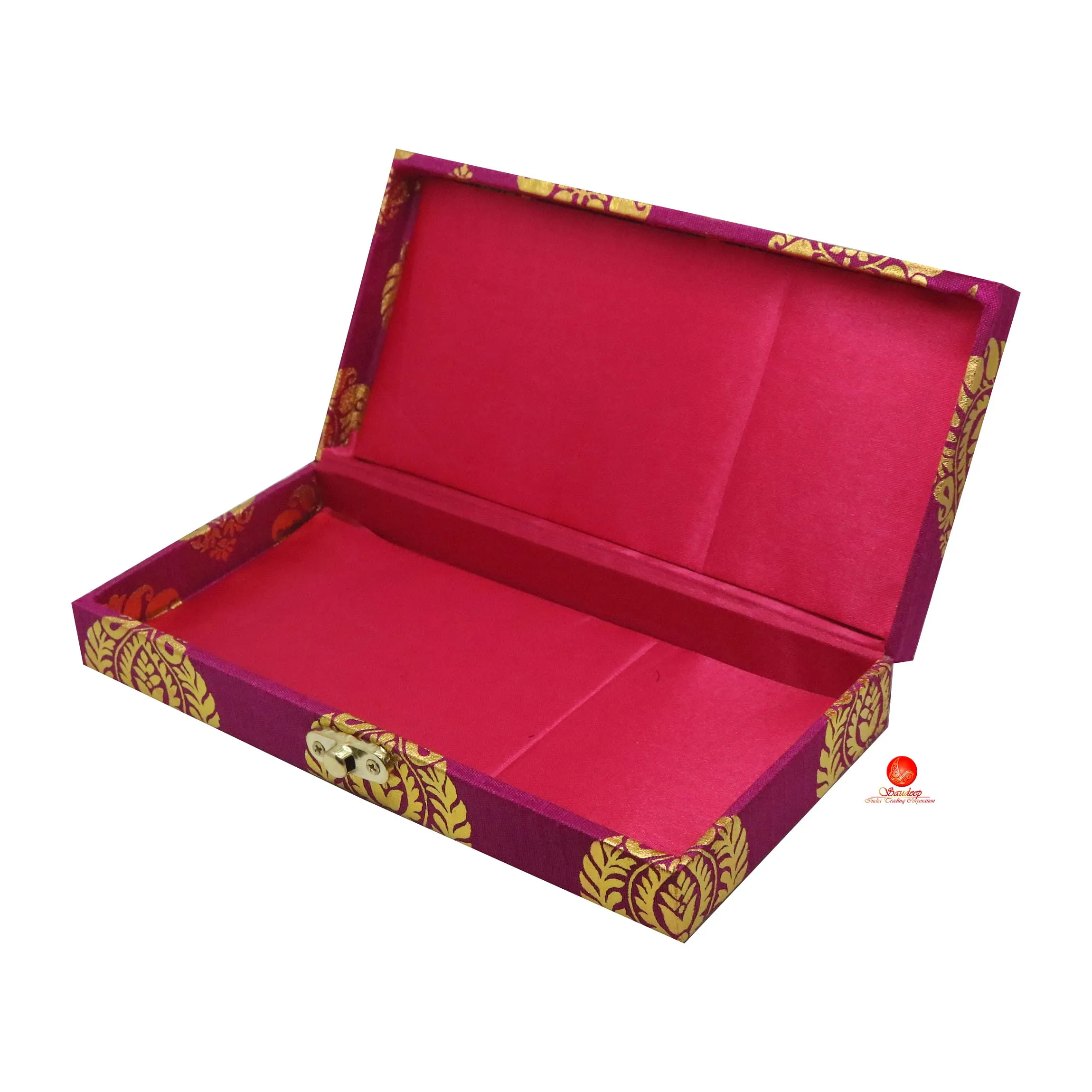 SAUDEEP INDIA Decorative Cash Box, Shagun Box, Gift Box, Jewellery Box, Money Box Envelop Wedding Gift, Set of 5, Wood;Fabric
