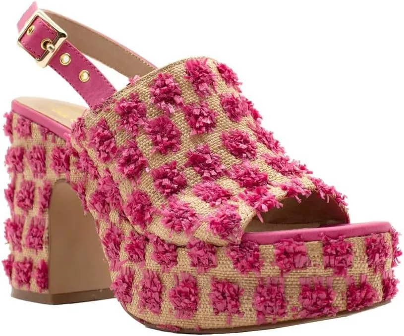 Sbicca Womens Missoula Raffia Platform Sling Back Casual Sandals Casual High Heel 3" & Up - Black