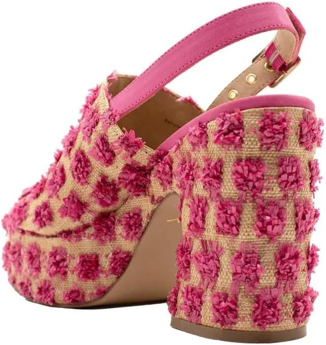 Sbicca Womens Missoula Raffia Platform Sling Back Casual Sandals Casual High Heel 3" & Up - Black