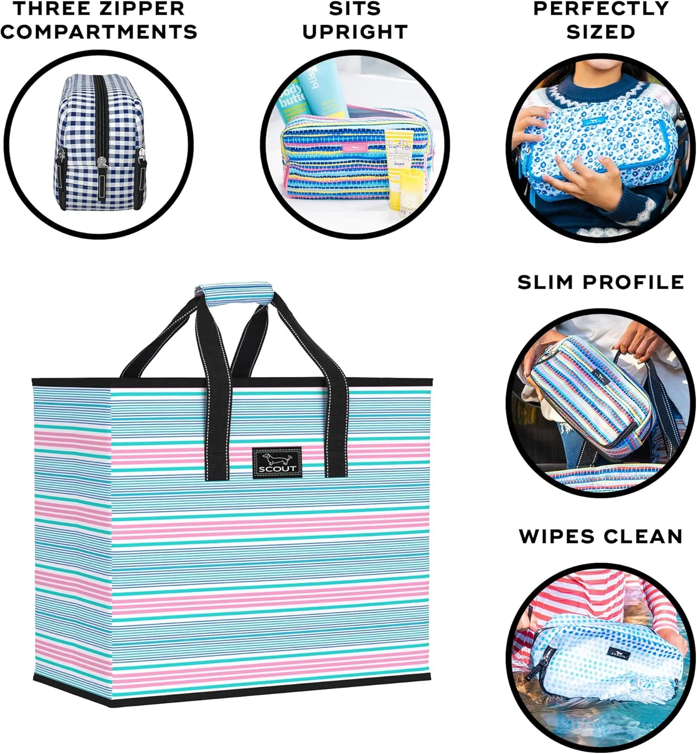 SCOUT Packin Up- Extra Large Utility Tote Bags For Women With Zipper - Sandproof Beach Tote Bag, Pool Bag, Travel Bag