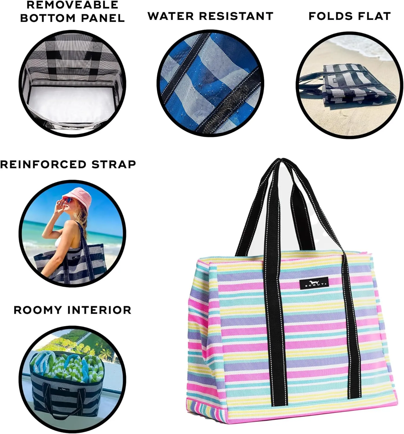 SCOUT Roadtripper - Large Beach Tote Bags For Women - Sandproof Breathable Woven Beach Bag, Pool Bag And Travel - Mom Bag