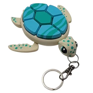 Sea Turtle Fidget Clicker Bag Charm, Sensory Figure Keychain, Articulating Head, Flippers and Tail (Beige/Green/Blue)