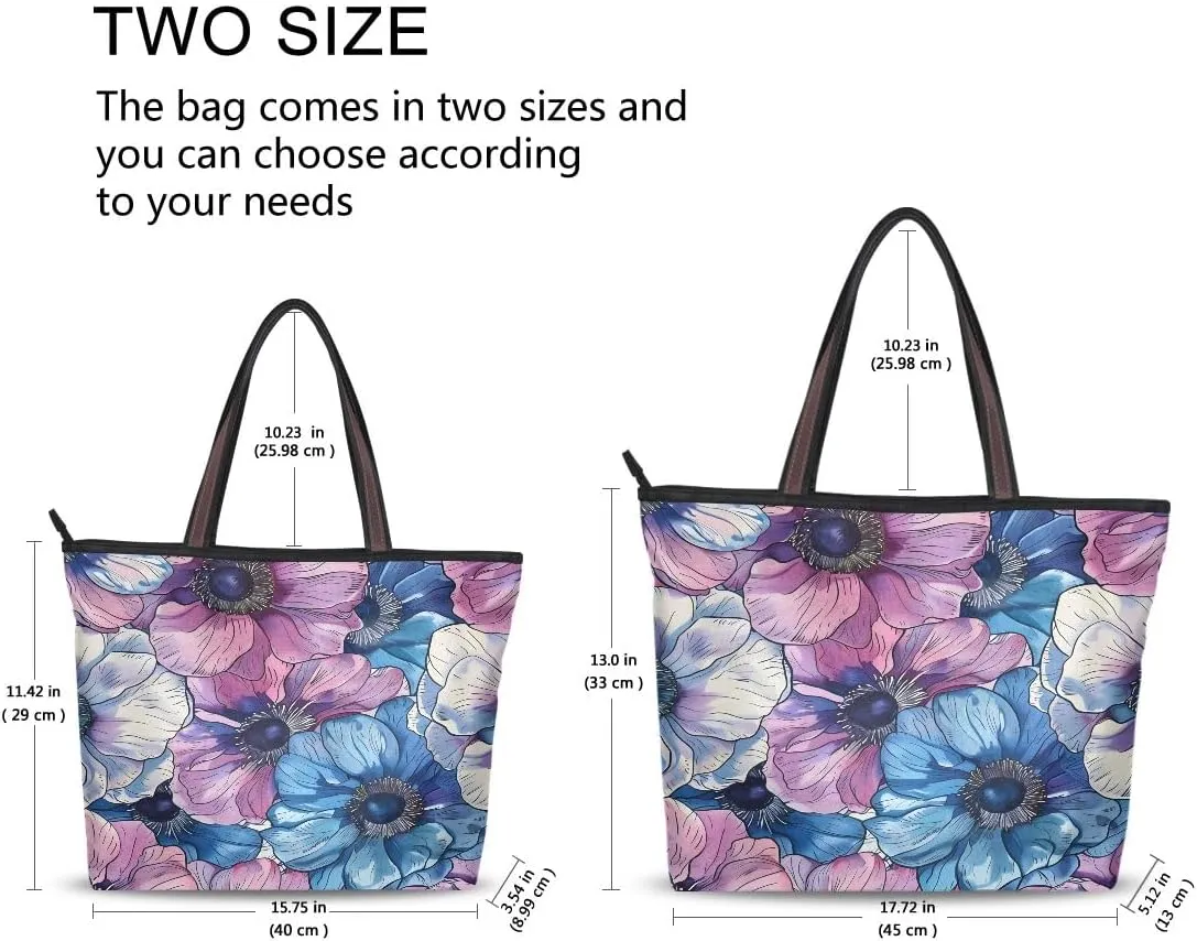 senya Exotic Anemone Flower Shoulder Bags Large Handle Ladies Handbag