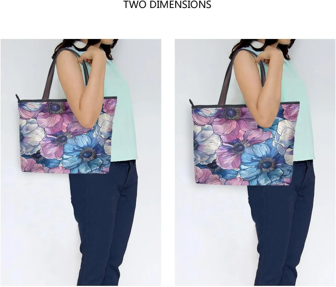 senya Exotic Anemone Flower Shoulder Bags Large Handle Ladies Handbag