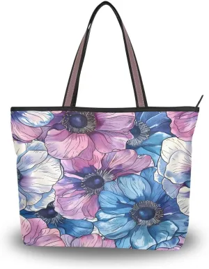 senya Exotic Anemone Flower Shoulder Bags Large Handle Ladies Handbag