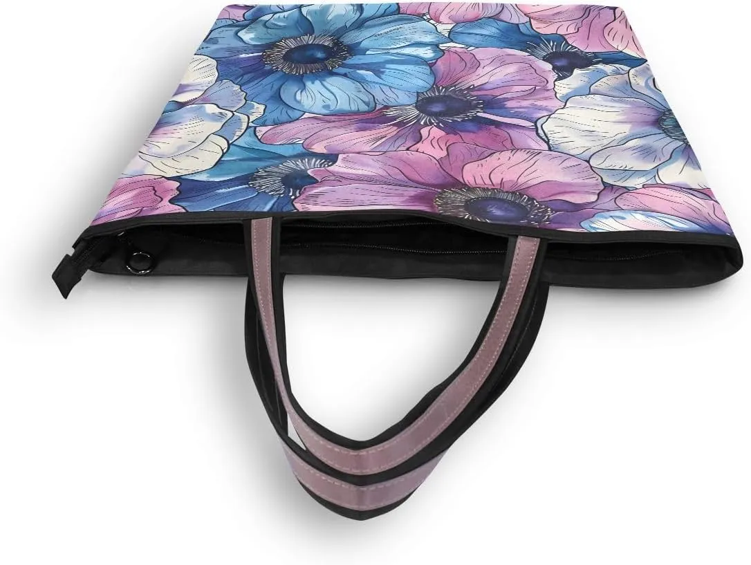 senya Exotic Anemone Flower Shoulder Bags Large Handle Ladies Handbag