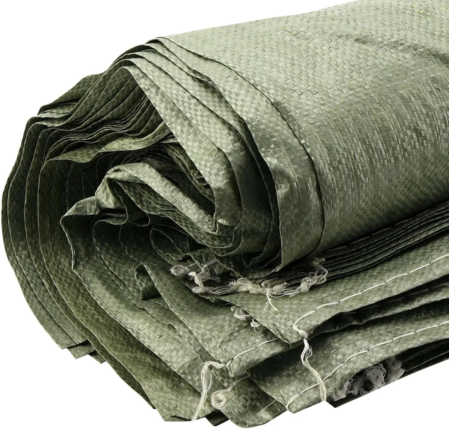 SEUNMUK 60 Pack 20 x 30 Inch Gray Woven Sand Bags, Empty Woven Plastic Sand Bags, Heavy Duty Flood Protection Sand Bags with 20 M Ties for Flood Control, Storage