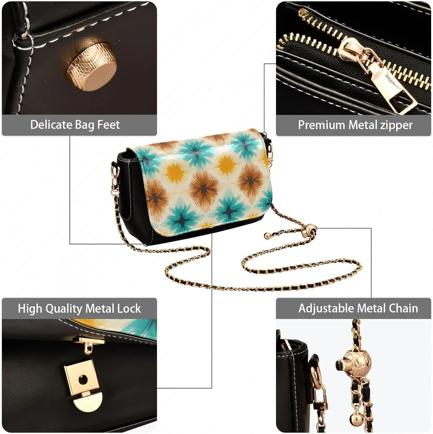 Shamrocks Clover and Bottle Women Leather Crossbody Bag, Leather Crossbody Bags, Crossbody Bags for Women Medium