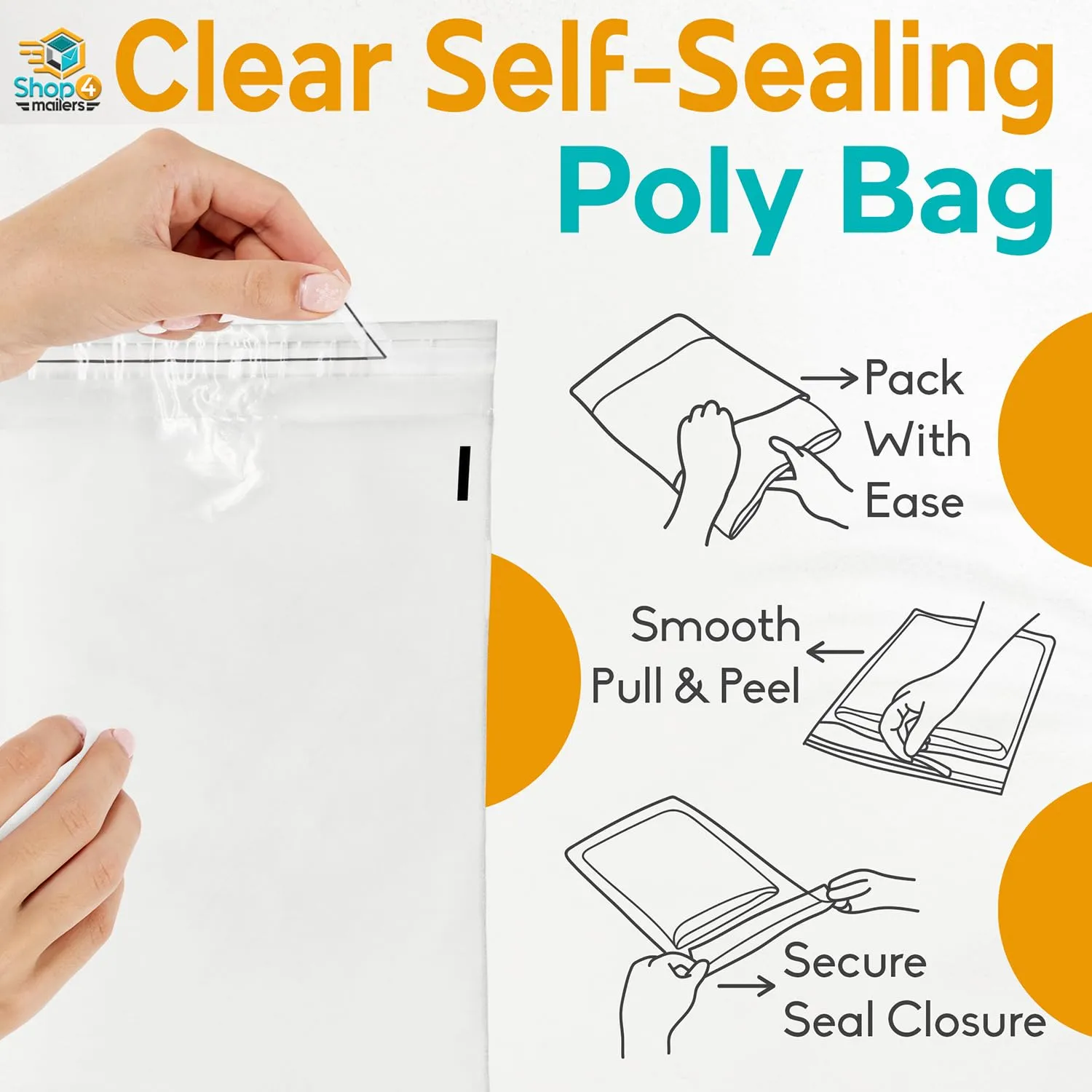 Shop4Mailers 12 x 15.5 Clear Plastic Poly Bags 1.5 Mil Self Seal Packaging for Apparel, Jewelry, Documents, Prints, Gifts, Storage – Resealable (200 Pack)