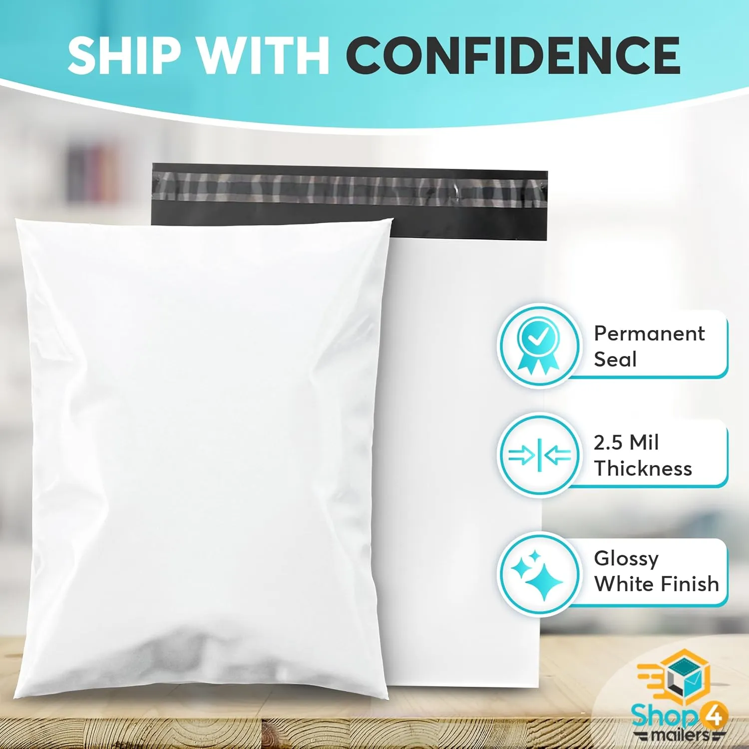 Shop4Mailers 19 x 24 Large Shipping Poly Mailer Bags, Waterproof and Tear-Resistant Postal Package Envelopes 2.5 Mil for Apparel, Clothes, Shirts, Books – Permanent Adhesive Seal (50 Pack)