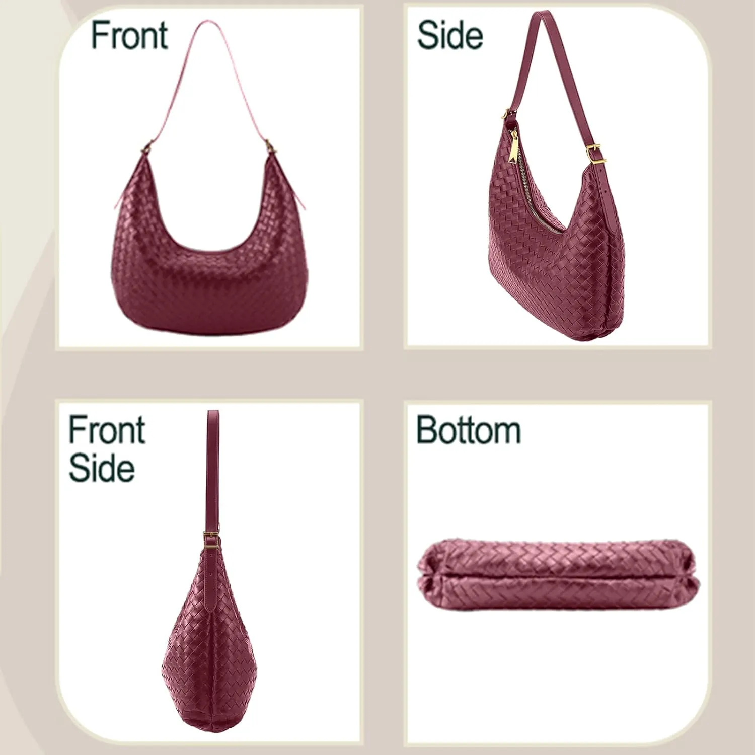 Shoulder Bag Handbag for Women Crossbody Tote Bags Woven Purse Clutch Women's Medium Underarm Hobo With Pocket Large