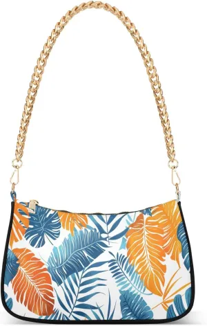 Shoulder Bags for Women Design An Exotic Pattern in The Style Of Tropical Leaves Hobo Tote Handbag Small Clutch Purse with Zipper Closure