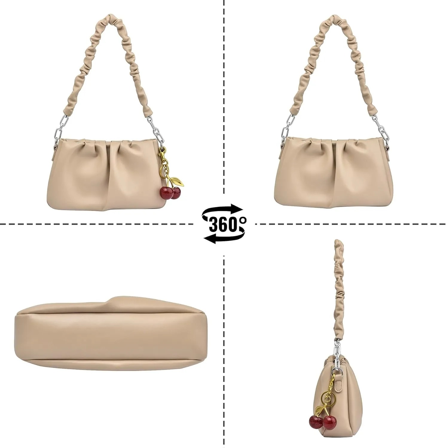 Shoulder Bags for Women, Purses for Women Crossbody Bag Tote Bag Wallet with 2 Removable Straps 1 Cherry Keychain