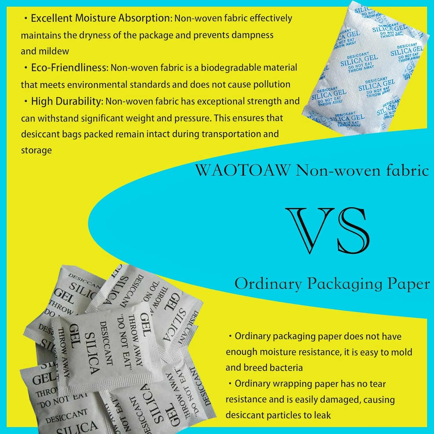 Silica Gel Packets,100 Gram 10 Packets Desiccant Packs, Moisture Absorbers, Rechargeable Silica Gel Car Dehumidifier, Reactivated Silica Gel Desiccant Packets, Safe Dehumidifier Bags for Storage