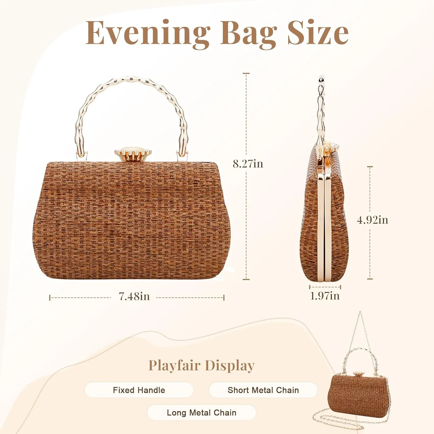 Simcat Straw Clutch Purses for Women Beach Boho Woven Handbags Crossbody Shoulder Bag Evening Bag