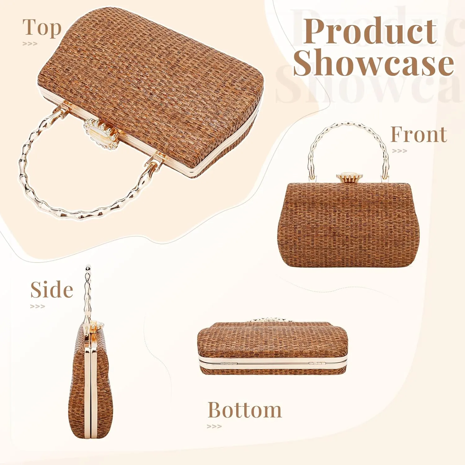 Simcat Straw Clutch Purses for Women Beach Boho Woven Handbags Crossbody Shoulder Bag Evening Bag