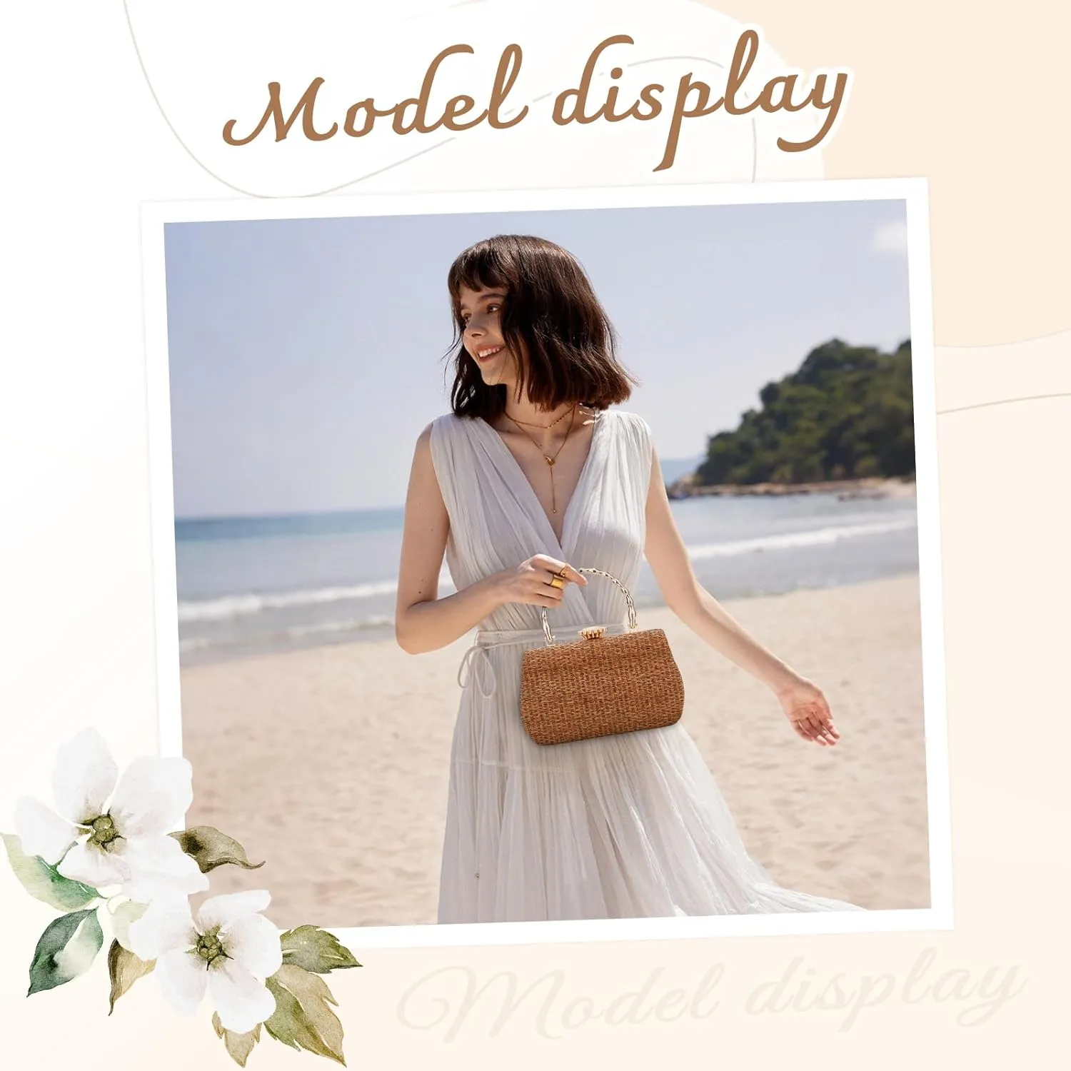 Simcat Straw Clutch Purses for Women Beach Boho Woven Handbags Crossbody Shoulder Bag Evening Bag