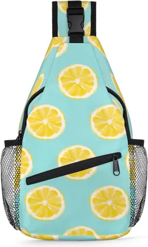 Sling Backpack Exotic Yellow Lemon,Shoulder Chest Bag Crossbody Sling Bag Travel Hiking Daypack for Women Men