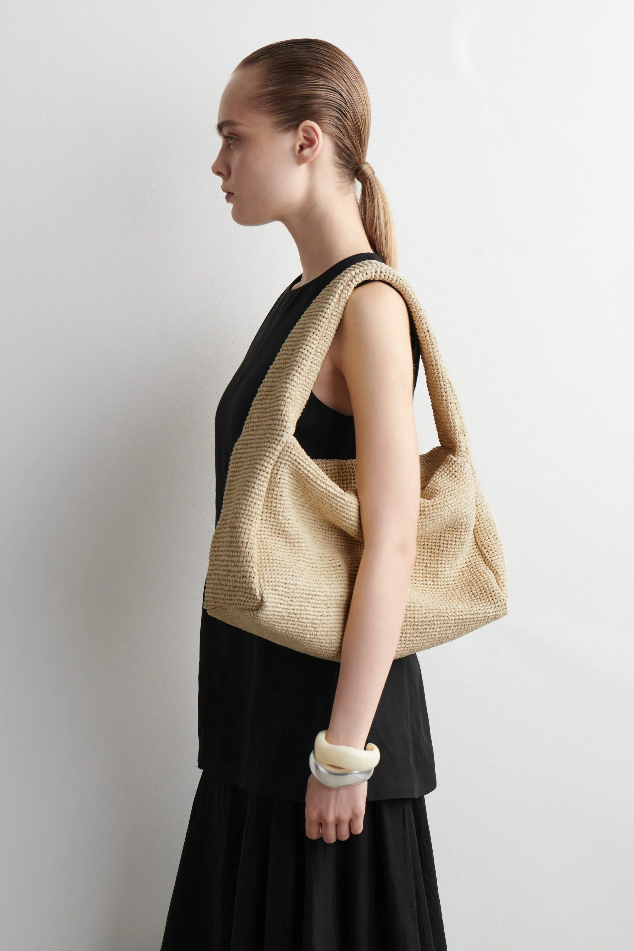 Slouchy  raffia tote bag