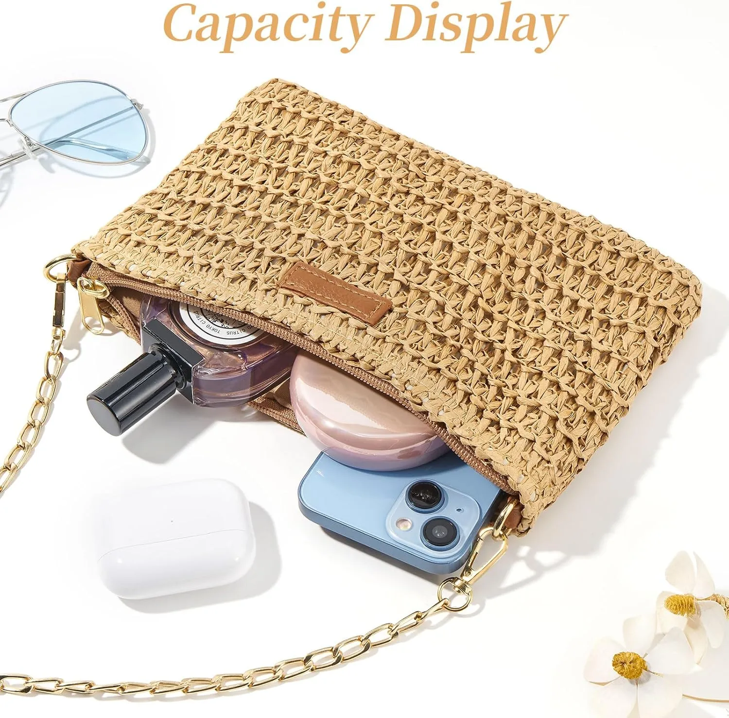 Small Straw Purse for Women Summer Clutch Purses Beach Woven Envelope Bag Raffia Shoulder,Straw Crossbody Bag boho