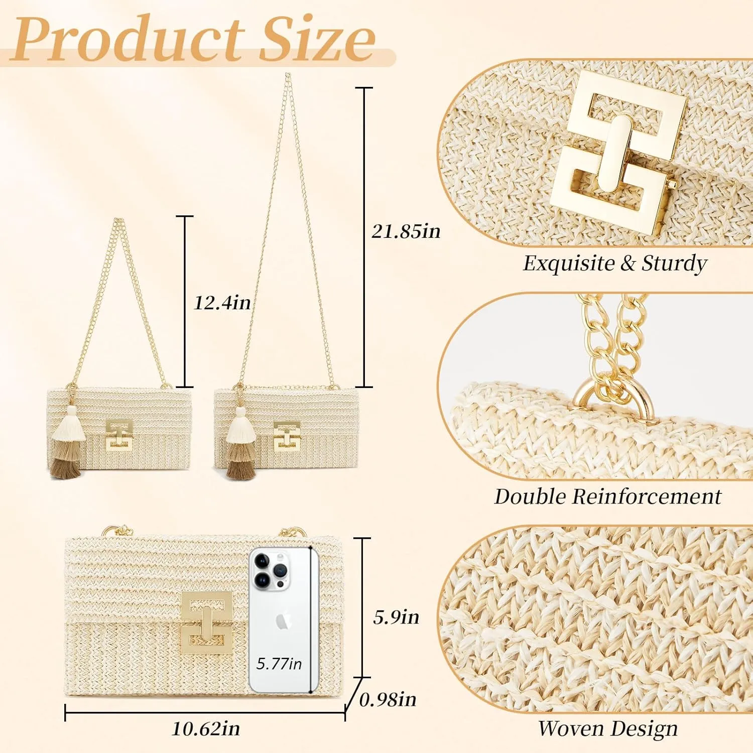 Small Straw Purse for Women Summer Clutch Purses Beach Woven Envelope Bag Raffia Shoulder,Straw Crossbody Bag boho
