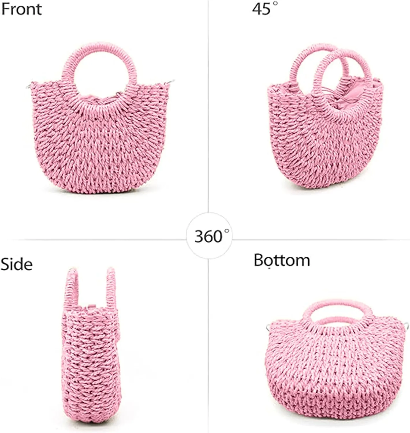 Small Straw Tote Bag for Women,Summer Beach Crossbody Shoulder Handbag,Hand-woven Rattan Clutch Purse for Vacation
