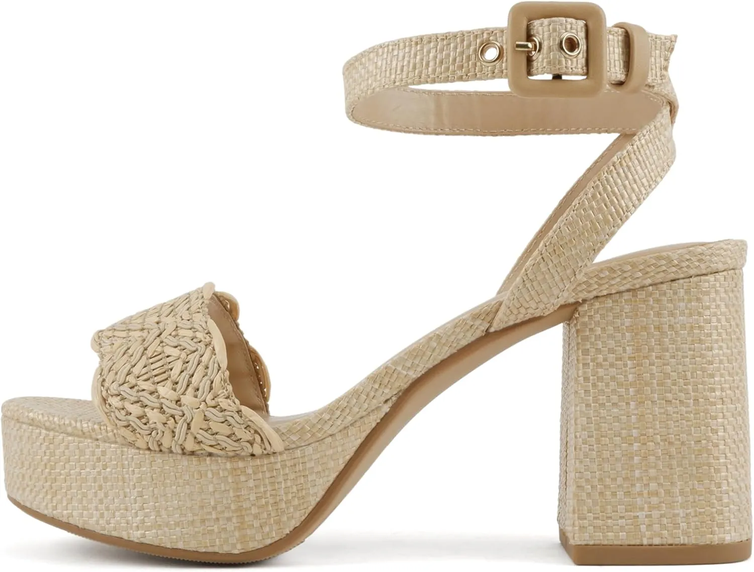 Soda “Snooze” ~ Women Round Toe Platform High Heeled Raffia Sandals