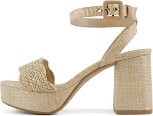 Soda “Snooze” ~ Women Round Toe Platform High Heeled Raffia Sandals