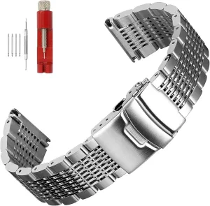 Solid Stainless Steel Straps Diving Mesh Watch Band Deployment Buckle Brushed Polished Business 18 20 22 24mm Bracelet