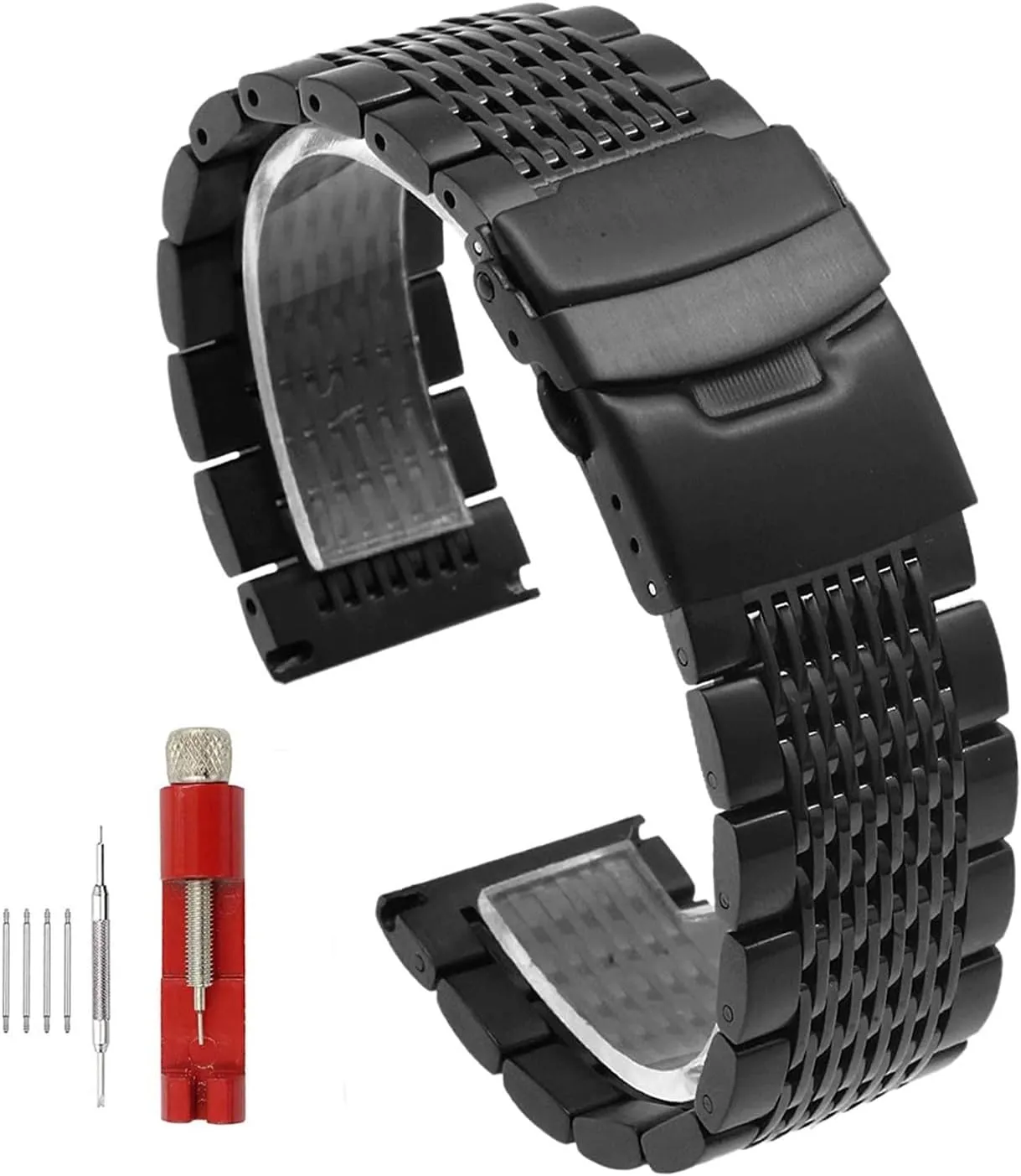 Solid Stainless Steel Straps Diving Mesh Watch Band Deployment Buckle Brushed Polished Business 18 20 22 24mm Bracelet
