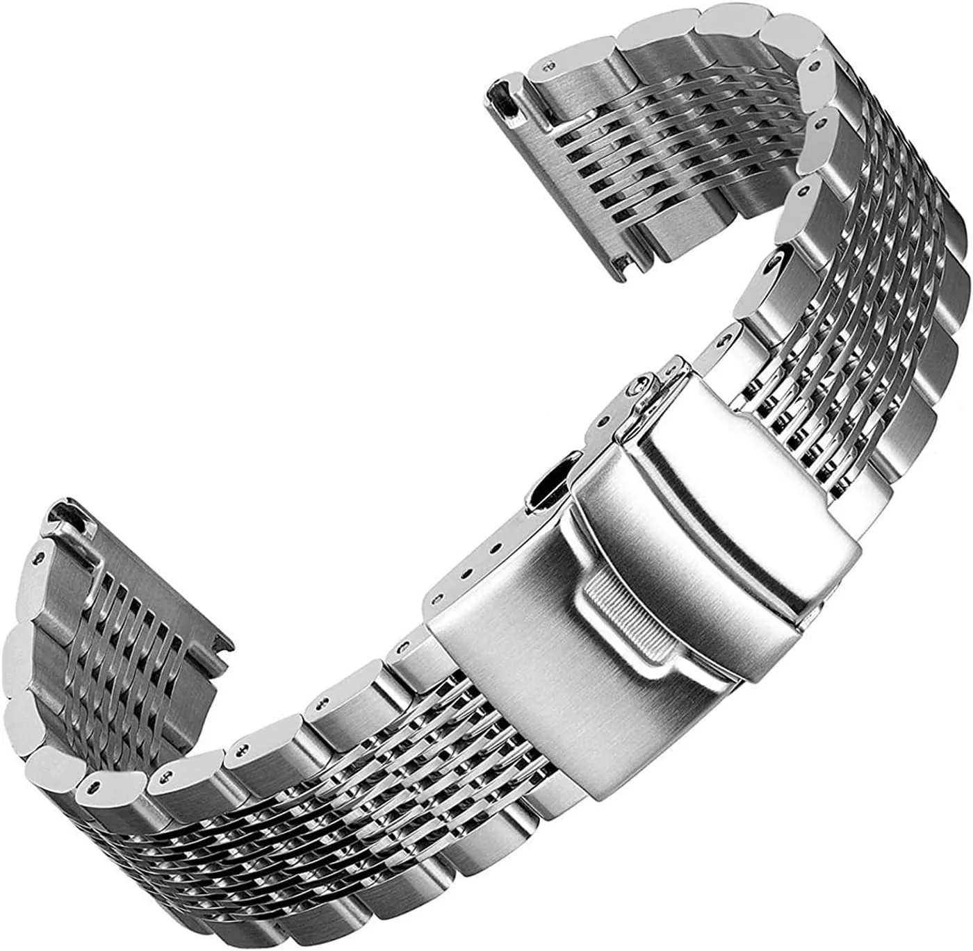 Solid Stainless Steel Straps Diving Mesh Watch Band Deployment Buckle Brushed Polished Business 18 20 22 24mm Bracelet