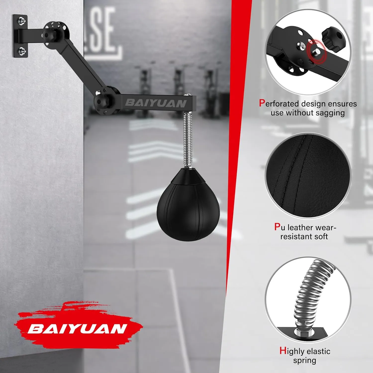 Speed Bag Boxing Punching Bag, Wall Mount Height Adjustable & Fold Speed Bags for Boxing, Wall Bracket Boxing Reflex Ball, Boxing Bag as Adults Teens and Kids, Fits Home Gym Workout