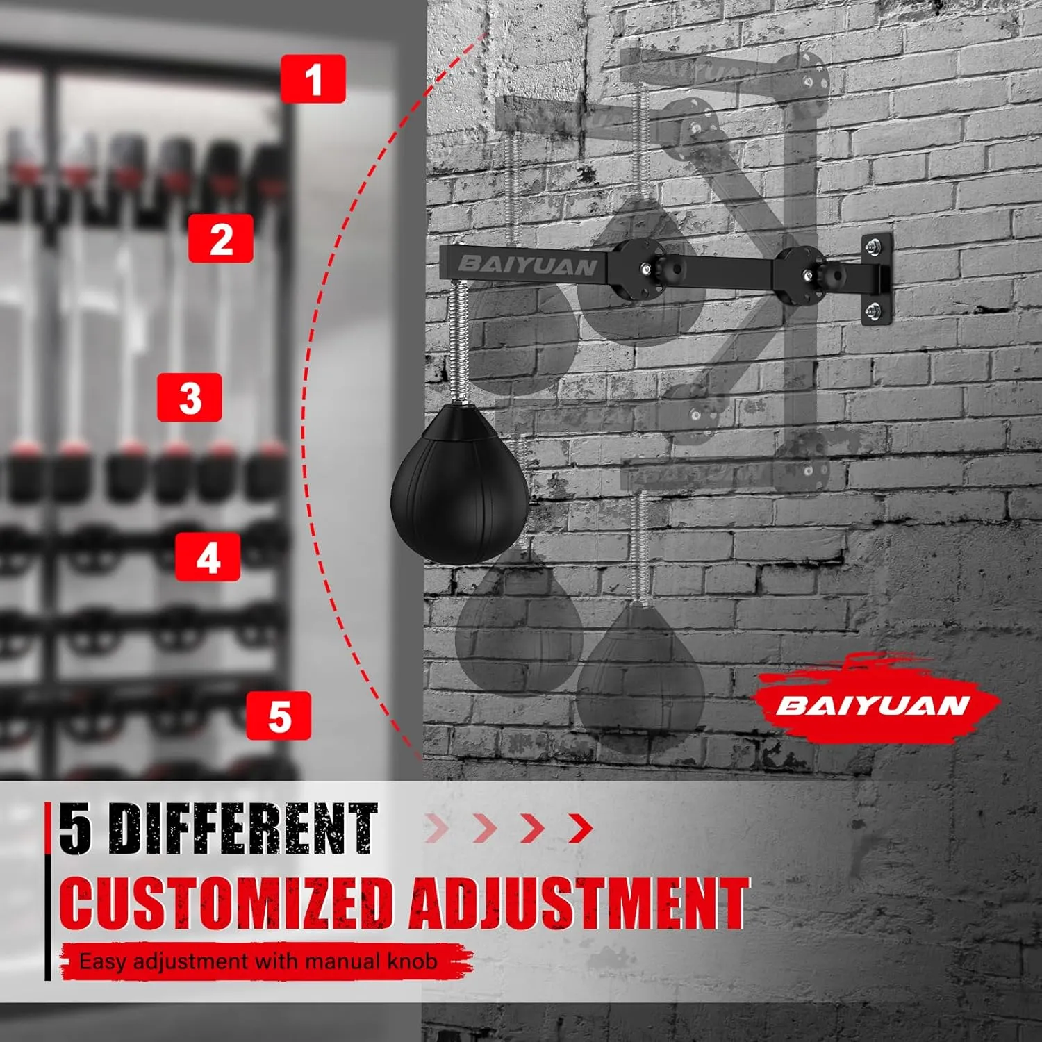 Speed Bag Boxing Punching Bag, Wall Mount Height Adjustable & Fold Speed Bags for Boxing, Wall Bracket Boxing Reflex Ball, Boxing Bag as Adults Teens and Kids, Fits Home Gym Workout