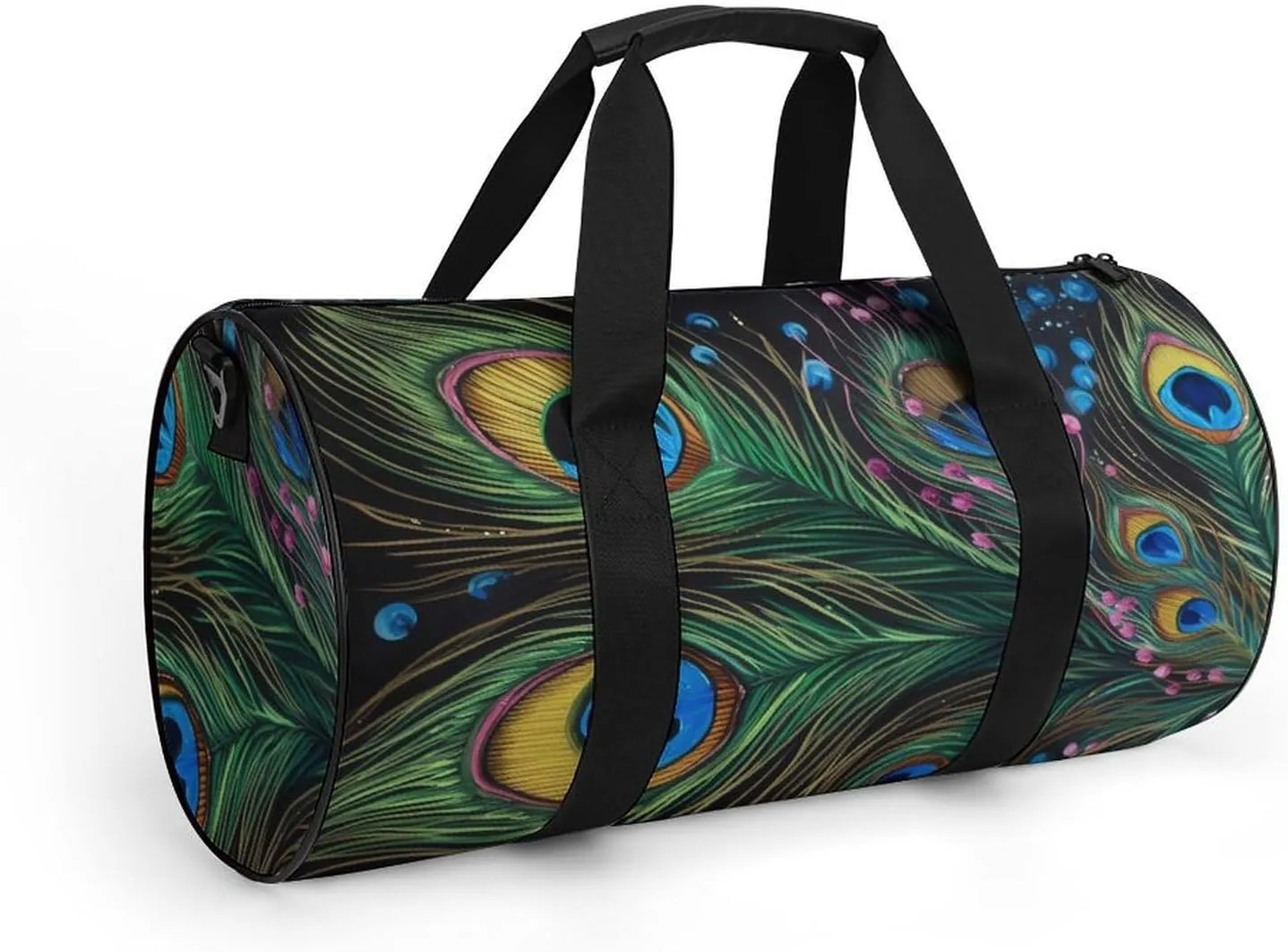 Sports Gym Bag for Women Men Travel Duffel Bag Tote Weekender Bag Peacock Feather Carry on Overnight Bag for Travel Swimming Fitness Workout Sports Duffle Bag