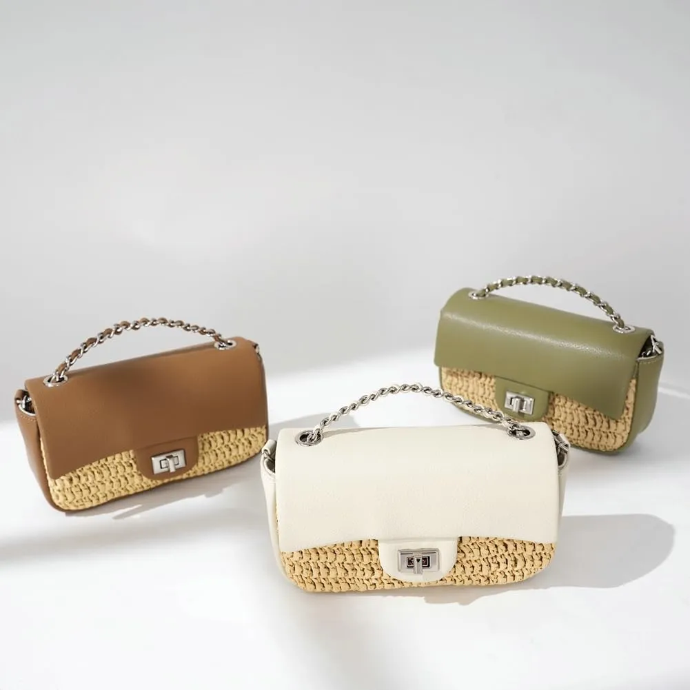 Spring Summer Purses for Women 2025 Chic Top Handle Satchel Versatile Square Bag Straw Crossbody Bag Vacation Beach Purse