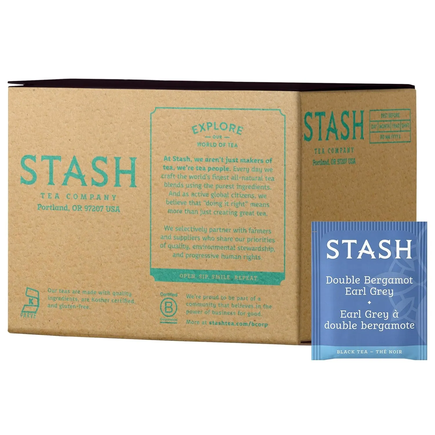 Stash Tea Double Bergamot Earl Grey Tea 100 Count Box of Tea Bags & Tea Breakfast in Paris Black Tea, 100 Count Box of Tea Bags in Foil Individual Black Tea Bags for Use in Teapots Mugs or Cups