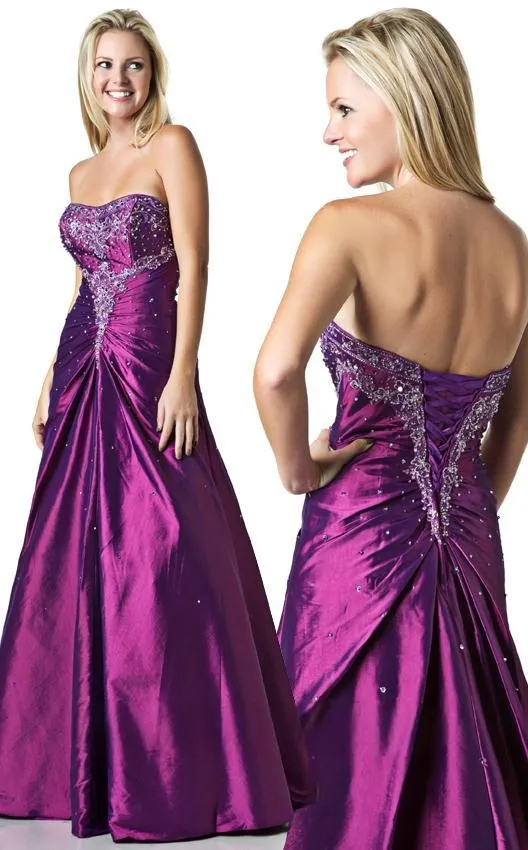 Strapless Prom Gown – Beaded Corset Dress with A-Line Skirt