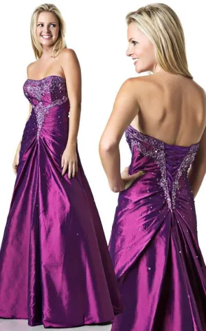 Strapless Prom Gown – Beaded Corset Dress with A-Line Skirt