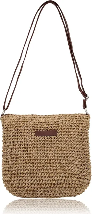 Straw Bag for Women Small Summer Beach Crossbody Bag Boho Handmade Weave Shoulder Handbags Purse for Vacation Travel