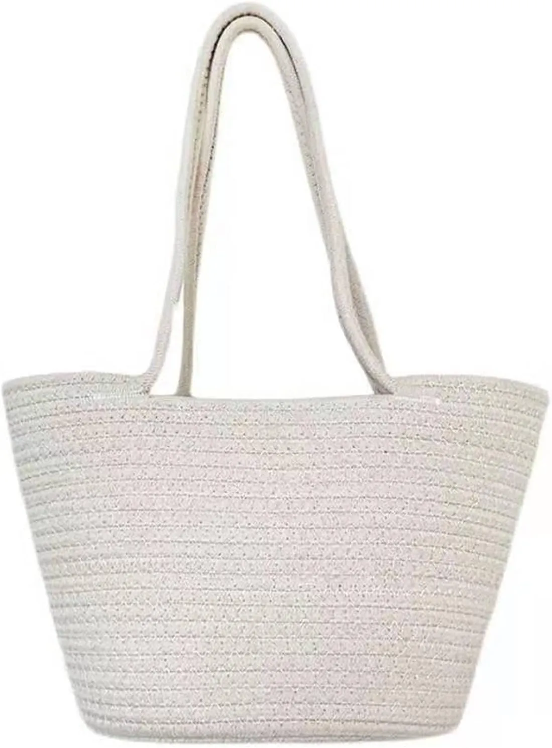 Straw Bag Summer Girl Beach bag Vacation Shoulder Bucket Bag Trend large capacity FashionTote Bag Summer Travel Vacation Beach Woven Handbag(Cream-colored)