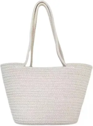 Straw Bag Summer Girl Beach bag Vacation Shoulder Bucket Bag Trend large capacity FashionTote Bag Summer Travel Vacation Beach Woven Handbag(Cream-colored)