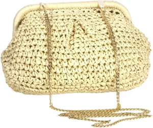 Straw Bags for Women 2025, Summer Purses Cloud Dumpling Handbag Woven Crossbody Shoulder Bags for Vacation Beach